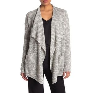ady p Gray & White Heathered Short Open Cardigan Sweater